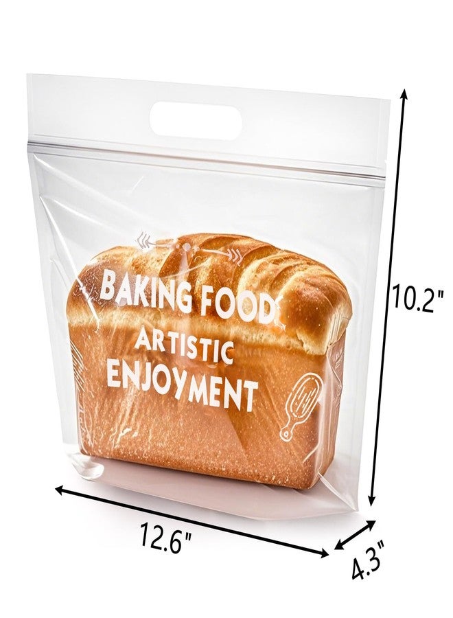 ELFULLY 100 Pack Plastic Bread Bags, Clear Sourdough Bread Bags, Large Homemade Bread Loaf Bags, Reusable Bakery Bag with Handle, Airtight Sealing Zipper Bag for Bagels Cookies, 12.6" x 10.2" x 4.3" - Image 2